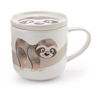 NICI 62463 Tazza Mug in Porcellana con Manico e Coperchio, Motivo Bradipo Izzy Icetumbler, per Bevande Fredde e Calde Come tè o caffè, 400 ml, 9,5 x 9 cm, Beige, Colore