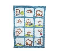NICI- Auto Copertina Gufo Oscar 106 x 140 cm Blu Neonati Morbido Peluche-Coperta Calda Bambine, 48936