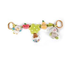 NICI Catena Gioco Colorata per Carrozzina con Coniglietto e Civetta 40cm I Giocattolo da Appendere con 5 Personaggi I Giocattoli Rimovibili per Carrozzine con 2 Anelli di Fissaggio - 48512