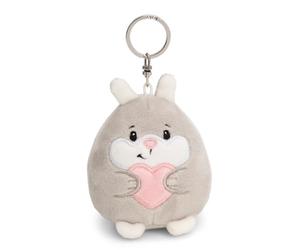 NICI Chill Coniglio con Cuore 8cm-Grigio-Compagno di Peluche per Zaino o Borsa, Charm coccola con Anello Metallico per Portachiavi | 61754, Colore