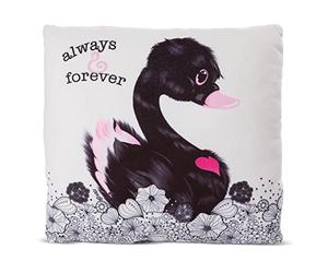 NICI Cuscino Coccoloso Quadrato con Cigno Nero Love 30x30cm I Soffice Guanciale con Cigno per Bambini, Bambine e Neonati I Morbido Cuscino di Peluche - 48275