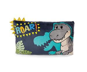 NICI Cuscino Dino Tony-Rex 43 x 25 cm - Cuscino Rettangolare con Simpatico Disegno di Dinosauro, Cuscino Decorativo per Bambini e Adulti, 48819, Idea Regalo, Blu