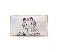 NICI Cuscino in peluche con motivo leopardo delle nevi Eleni Snowbell, morbido e ideale per le coccole di bambini e adulti, per casa, asilo o in viaggio, 43 x 25 cm, bianco - 62445