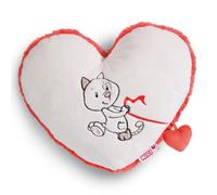 NICI Gatto a Cuore 26 x 22 cm Bianco-Soffice Cuscino in Materiale sostenibile, Bambine, Neonati e Amanti dei Peluche-Ideale a casa, all'asilo o in Viaggio, Colore Panna, 49416