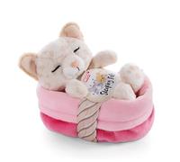 NICI Gatto con Cestino 12 cm - Sleeping Pets Gattina Leopardato, Bambini e Neonati - Pupazzo Imbottito per Le Coccole, i Giochi e la Nanna - Morbidi Animali di Peluche, Colore Beige, 47892