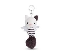 NICI Gatto Guardian Angel 12 cm Strisce Bianche e Nere-Dolcissimo Ciondolo sostenibile a Forma di Animale con Anello per cordini e Portachiavi, Colore Nero, 49061
