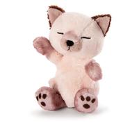 63134 - Morbido gatto siamese di peluche, addormentato in un cestino, per coccole e giochi, per bambini e adulti, fantastica idea regalo, 12 cm, multicolore