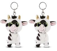 NICI Glubschis: L'Originale - Portachiavi Glubschis mucca Moolon 9cm - Ciondolo di peluche per cordini, zaini, portachiavi e tiralampo - Ciondoli per borsa (Confezione da 2)