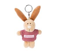 NICI Johanna 44627 - Portachiavi a forma di coniglio con maglietta, 10 cm, colore: Beige