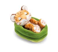 NICI Morbida tigre di peluche, 12 cm, marrone - 62872 | Addormentata in un cestino, soffice e coccolosa per gioco e tenerezza, ideale per bambini e adulti, bella idea regalo