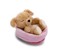 NICI Morbido Cane di Peluche Addormentato in Un Cestino, per Coccole e Giochi, per Bambini e Adulti, Fantastica Idea Regalo, 12 cm, Beige - 63133