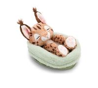 NICI Morbido caracal di peluche addormentato in un cestino, per coccole e giochi, per bambini e adulti, fantastica idea regalo, 12 cm, marrone - 62874