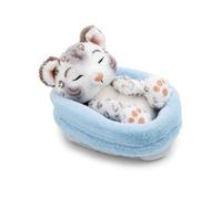 NICI Morbido leopardo delle nevi di peluche addormentato in un cestino, per coccole e giochi, per bambini e adulti, fantastica idea regalo, 12 cm, bianco - 62871