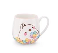 NICI Mug MOLANG con Fiore dell'arcobaleno 400ml 8x9cm Bianco tè, caffè, Porcellana, Tazza con Manico per Bevande Fredde e Calde, Colore, 61204