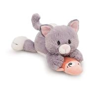 NICI 62153 Gatto di Peluche Morbido con pesciolino, tenero Pupazzo per Coccole e Giochi, per Adulti e Bambini, 30 cm, Grigio, Colore