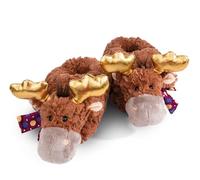 NICI Pantofole con alce Thure taglia 34-37 (M) marroni - Calde pantofole di peluche per bambini e bambine - Calzat