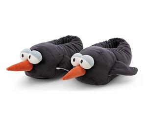 NICI Pantofole in peluche per bambini e adulti, motivo Pinguino Jorge Thunder, calde e con suola antiscivolo, numero 40-43, grigio - 62450