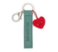 NICI Portachiavi Bruderherz, cinturino in similpelle verde, 10 cm, con cuore