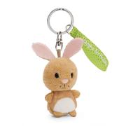 NICI Portachiavi Coniglio Happy Birthday 5 cm – Morbido peluche con anello, Marrone