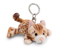 63061 - Portachiavi con Peluche a Forma di Gatto Bengala, per Lo Zaino o la Borsa di Grandi e piccini, 10 cm, Marrone