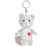 NICI Love Cat Gatto Fluffy 10 cm Grigio-Dolcissimo Ciondolo sostenibile a Forma di Animale con Anello per cordini e Portachiavi, 49400