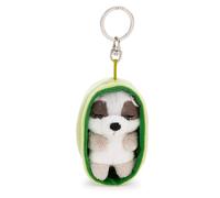 Sleeping Pets 63168 - Portachiavi con orsetto lavatore di peluche (8 cm) addormentato in un cestino, accessorio di peluche per zaino o borsa, portachiavi per grandi e piccini, multicolore