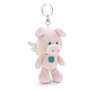 NICI Portachiavi Tuo angelo custode maiale con quadrifoglio 10cm rosa - Delizioso ciondolo in forma di animale in morbido peluche con anello per cordini e pendenti