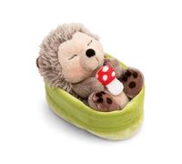 NICI riccio di peluche con sgabello di rospo che dorme nel cestino - marrone - Morbido peluche, carino da coccolare e giocare, per bambini e adulti, un'ottima idea regalo - 61583