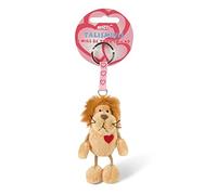NICI Leone 7cm Talismano Beige Forma di Animale con Anello per cordini e Portachiavi, Ciondolo Portafortuna per Borsa con Messaggio, 49380