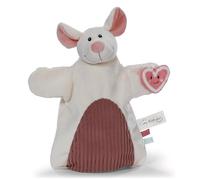 NICI Topolino doudou 2 in 1, morbido peluche marionetta per neonati e bambini, per giocare, afferrare, coccolare e scoprire, 26 x 25 cm, bianco - 61857