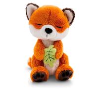 Peluches Nici: piccola volpe che dorme con foglia, nel cestino - 12 cm