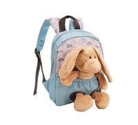 NICI zaino 21x26cm con peluche coniglio 25cm - blu chiaro - Zainetto per la scuola materna con peluchetto rimovibile, morbido e soffice, per bambini di 2-5 anni, maschi e femmine - 61762