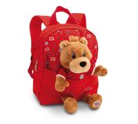 NICI Zainetto con orsetto Berni da 25 cm in peluche e motivo FC Bayern Monaco, pupazzo morbido, soffice e rimovibile, zainetto unisex ideale per l’asilo, 21 x 26 cm, rosso - 61617