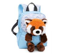 NICI zaino per bambini blu 2 in 1 con peluche panda rosso 25cm - Zaino asilo ragazze e ragazzi - Schienale morbido e bretelle regolabili - 49852