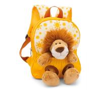 NICI zaino per bambini giallo 2 in 1 con leone peluche 25cm - Zaino asilo ragazze e ragazzi - Schienale morbido e bretelle regolabili - 49850