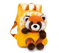 NICI zaino per bambini giallo 2 in 1 con peluche panda rosso 25cm - Zaino asilo bambini e bambine - Schienale morbido e bretelle regolabili - 49854