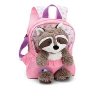 NICI zaino per bambini rosa 2 in 1 con procione peluche 25cm - Zaino asilo ragazze e ragazzi - Schienale morbido e bretelle regolabili - 49845