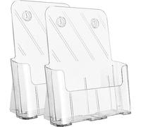 Niciksty 2pz Espositore A4 Porta Depliant da Tavolo in Plastica Trasparente - Tavolo o Parete - Espositore da Tavolo A4 Contenitore Volantini, Menu e Portariviste