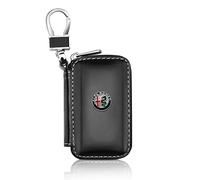 NICKAL Portachiavi per Auto in Pelle Portachiavi con Cerniera Organizer Moda Uomo Custodia Portachiavi per Alfa Romeo Giulia Stelvio Mito Giulietta Tonale 147 Accessori,Black-A