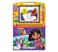 Nickelodeon Dora Read & Doodle - Learning resources for kids, a magnetic drawing pad, an easy-to-use pen, 22-page board book for reading and drawing