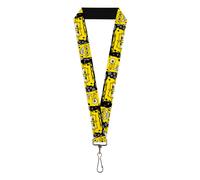 Nickelodeon Lanyard, SpongeBob Close Up Expressions Crackle Black Gray Yellow, E