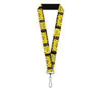 Nickelodeon Lanyard, SpongeBob Close Up Expressions Crackle Black Gray Yellow, E