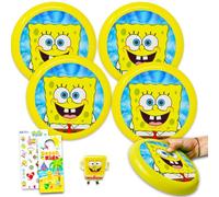 Nickelodeon Spongebob - Set da gioco per bambini, 4 pezzi, set di attività con frisbee, gomma per figure e altro ancora, bomboniera Spongebob per ragazzi e ragazze
