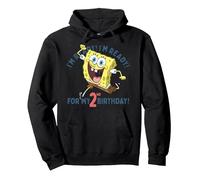 Nickelodeon Spongebob Squarepants Ready for My 2nd Birthday Felpa con Cappuccio, Unisex per Adulti, Nero, XL
