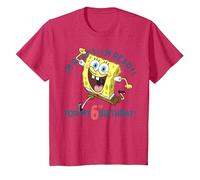 Nickelodeon Spongebob Squarepants Ready for My 6th Birthday Maglietta, Bambini, Rosso mélange, 2 Anni