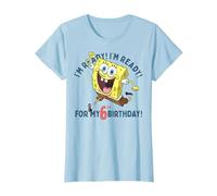 Nickelodeon Spongebob Squarepants Ready for My 6th Birthday Maglietta, Donna, Celeste, XS