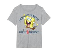 Nickelodeon Spongebob Squarepants Ready for My 6th Birthday Maglietta, Donna Plus-Size, Grigio Melange, 1X