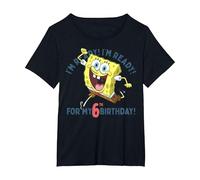 Nickelodeon Spongebob Squarepants Ready for My 6th Birthday Maglietta, Donna Plus-Size, Nero, 2X