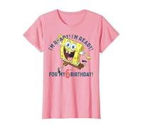 Nickelodeon Spongebob Squarepants Ready for My 6th Birthday Maglietta, Donna, Rosa, XS