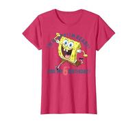 Nickelodeon Spongebob Squarepants Ready for My 6th Birthday Maglietta, Donna, Rosso mélange, S